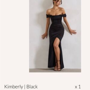 Club London Black Satin Gown